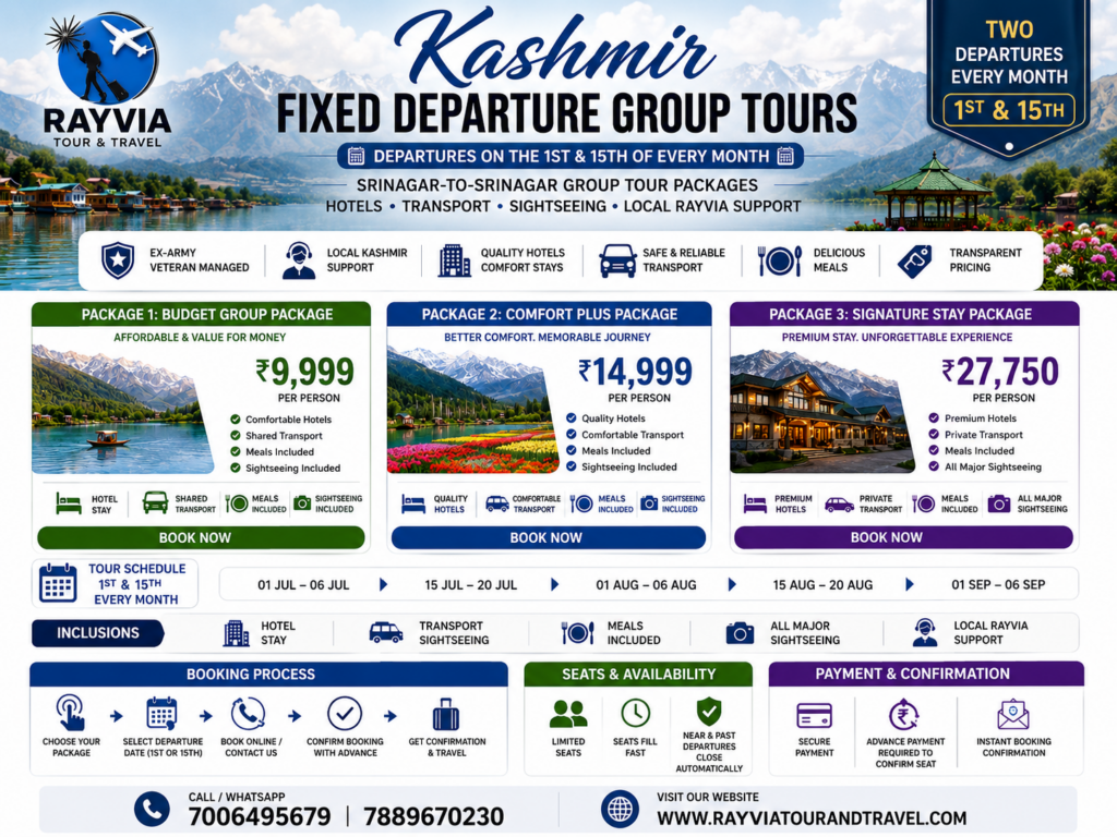 Kashmir Group Tour Package 2026 | Best Fixed Departure Tours for Families, Couples & Solo Travelers